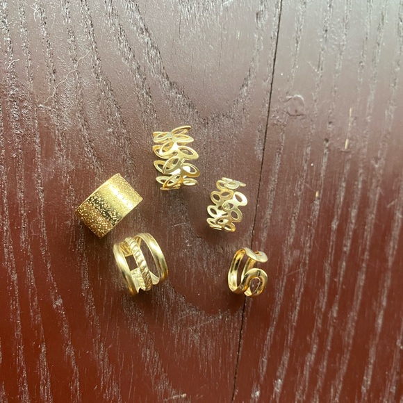 3/ $15 New 5PC C Shaped Ear Clips Set Curve Gold Decor Earrings Hollow Leaf Gold - Picture 14 of 16